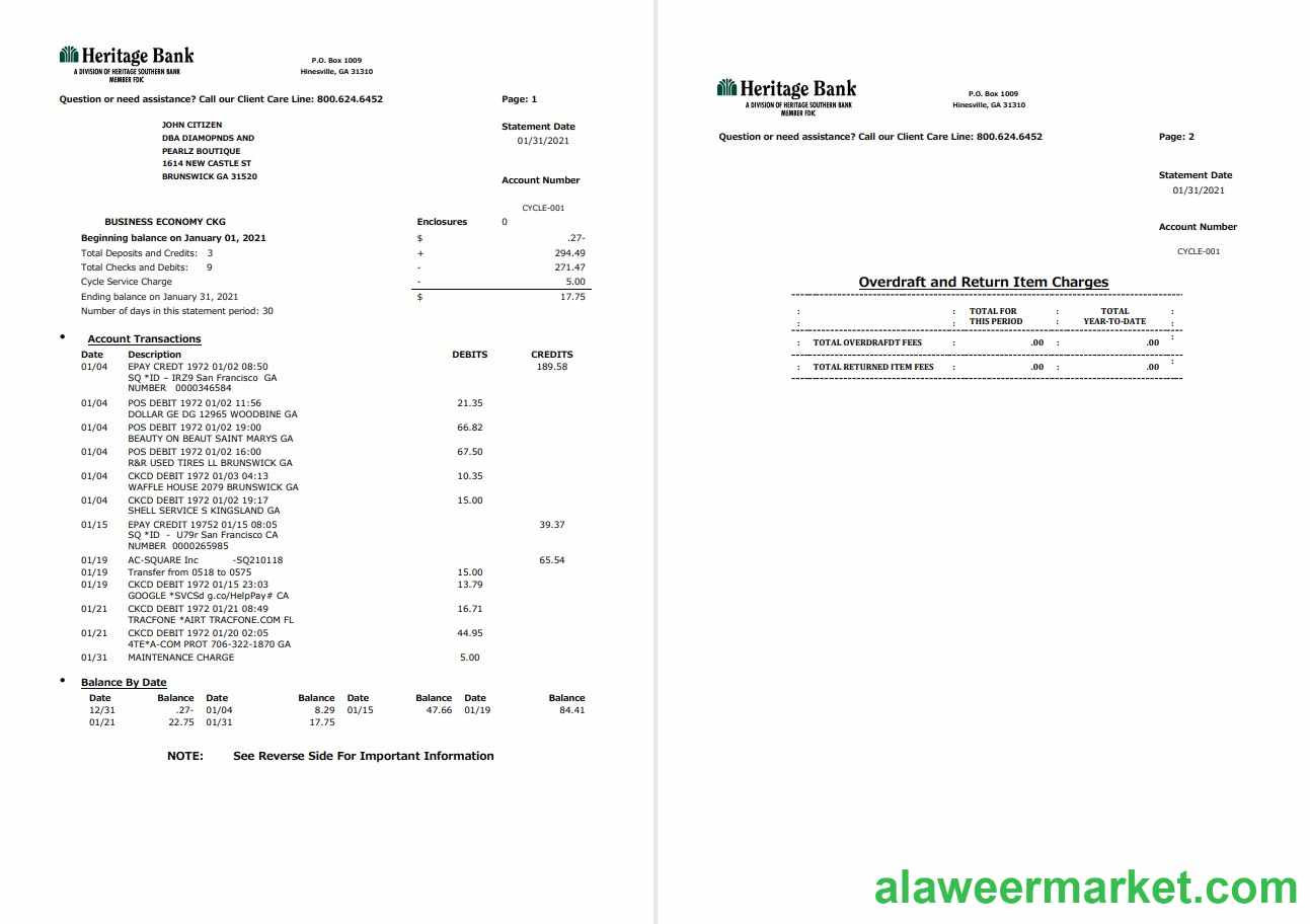 USA Heritage Bank 3 pages word pdf